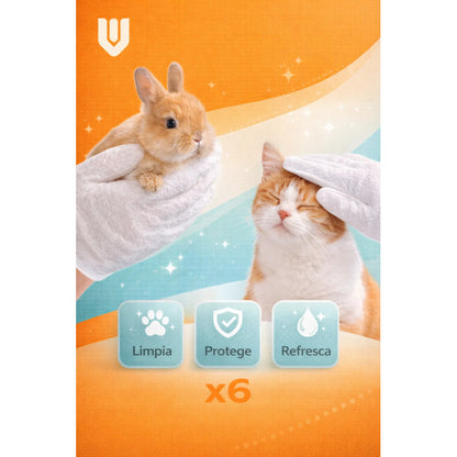 Toallas Desechables Humedas Guante Limpieza Mascota 6 Pieza Toallas Humedas Desechables Guante Limpieza Mascotas Higiene Rapida Suave Humectante Portatil Seis Unidades Cuidado