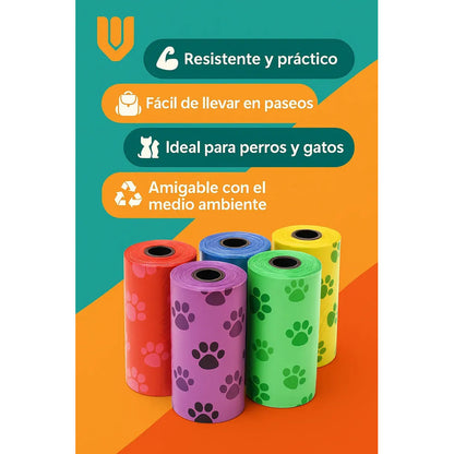 Pack 10 Bolsas Higiene Canina Multicolor Diseño Compacto 6x3 Cm Alta Resistencia Recoleccion Rapida Desechos Mascotas Paseos Urbanos Accesorio Esencial Tenencia Responsable