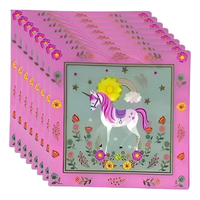 X20 Servilletas Cumpleaños Feliz Cumpleaños  Unicornio  Rosado Rosado - Pequeño