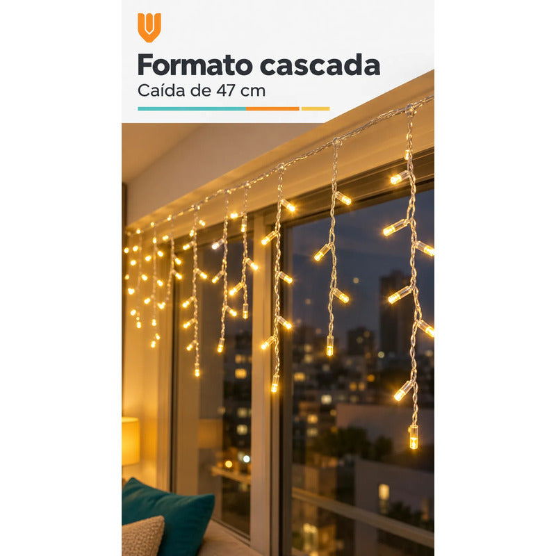 Luces Navideñas 5m 160 Luces Guirnaldas Cálidas Decoración Amarilla Guirnalda Led Cascada Navidad Decoración Cálida 5 Metros... Amarilla Guirnalda Led Cascada Navidad Decoración Cálida 5 Metros...