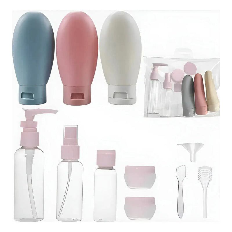 Set 11 Botella Viaje Portátil Contenedores Accesorio Shampoo Multicolor
