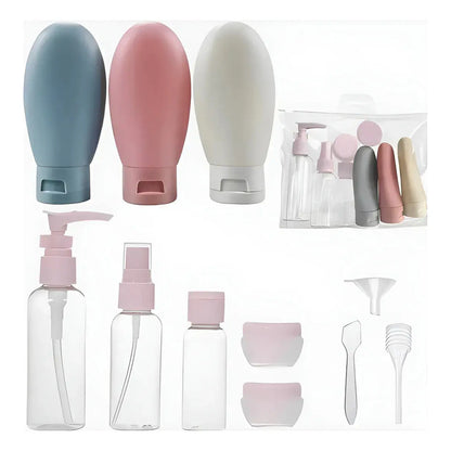 Set 11 Botella Viaje Portátil Contenedores Accesorio Shampoo Multicolor