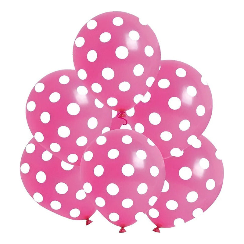 Pack X6 Globos Lunares Cumpleaños Globo Unicolor Decoracion