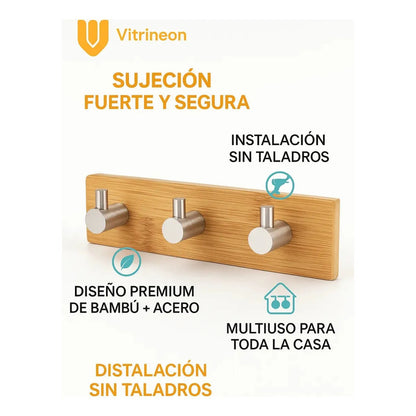 Pack 2 Unidades Ganchos Autosoporte Montaje Rapido Objetos Caramelo Natural Tonalidad Organica Veta Calida Estilo Nordico Decoracion Interior Armonia Espacial