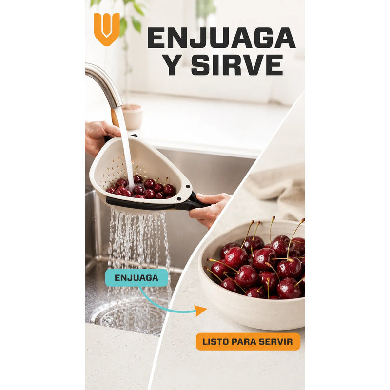 Colador Escurridor Plástico Asas Plegable Frutas Verduras Colador Escurridor Cocina Frutas Verduras Mini Asas Plegables Plástico Beige Compacto Perforado Drenaje