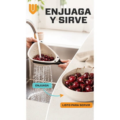 Colador Escurridor Plástico Asas Plegable Frutas Verduras Colador Escurridor Cocina Frutas Verduras Mini Asas Plegables Plástico Beige Compacto Perforado Drenaje