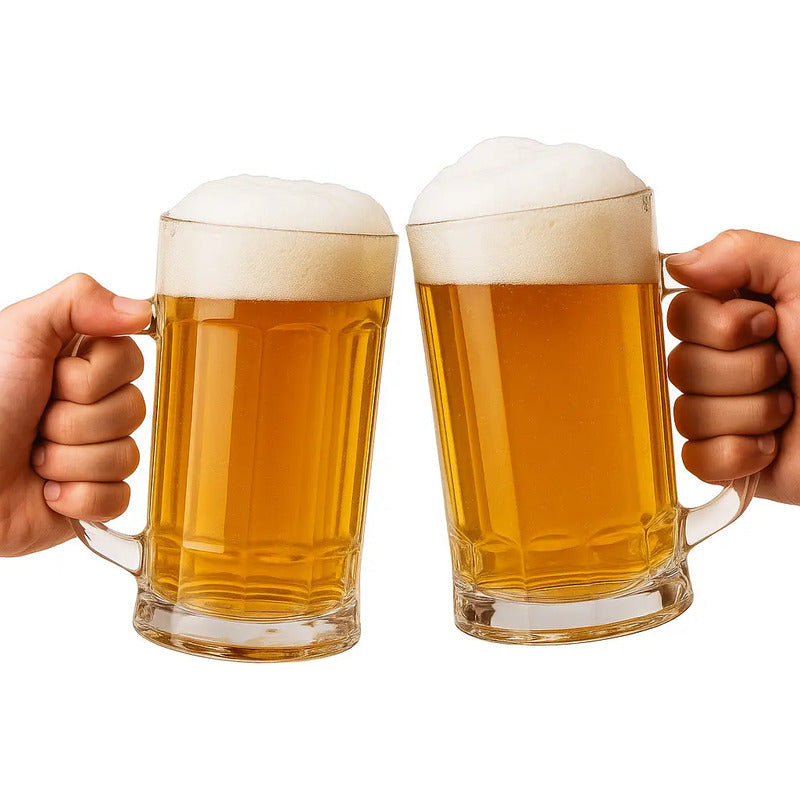 2 Vasos Cerveceros Vidrio Shoperos Shot Jarra Cerveza Transparente