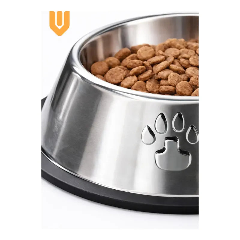 Comedero Perro Platos Para Perros Gatos Mascotas 18cm Plateado
