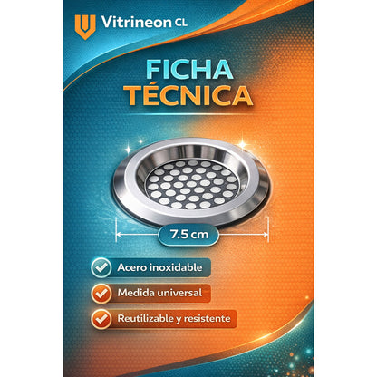 Rejilla Filtro Lavaplatos Cocina Bacha Acero Pack 3 Hogar Gris 006-2