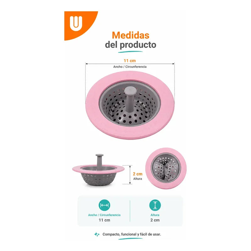 Filtro Bacha Pileta Rejilla Silicona Tapon Universal Cocina Multicolor Pequeño