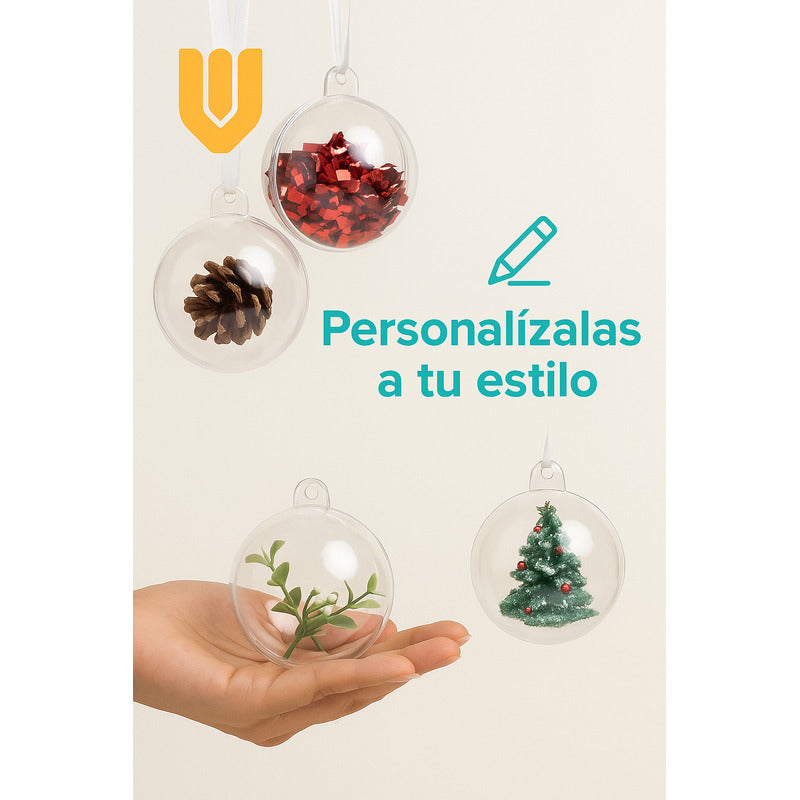 Pack 6 Esferas Acrílico 10 Cm Ambiente Mágico Navidad Árbol