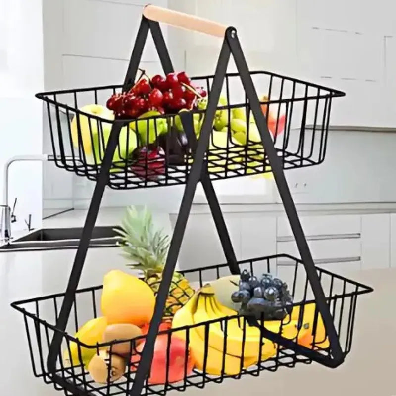 Frutero De Mesa Cesta Para Frutas Canasto Organizador Fruta Negro