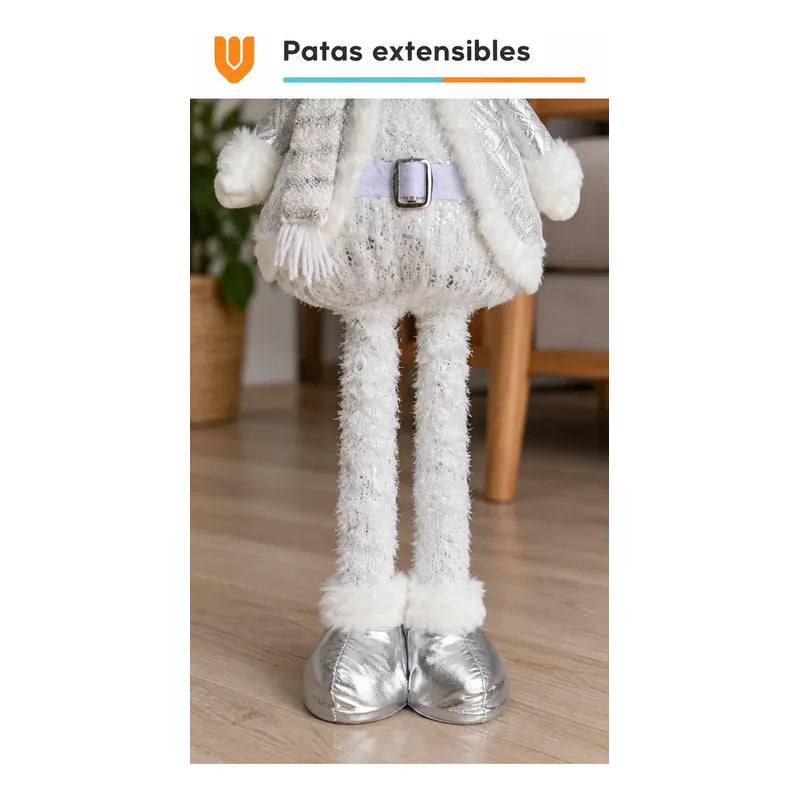 Muñeco Navideño Reno 70cm Retraible Decorativo Figura Blanco Muñeco Adorno Navideño Muñeco Papá Noel Viejito Pascuero Santa Claus Gorro Barba Blanca Figura Verdes Cascabel 70cm Retraible