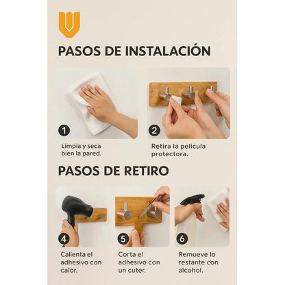 Pack 4 Unidades Colgantes Domesticos Sujetador Multiuso Avellana Suave Matiz Artesanal Inspiracion Escandinava Atmosfera Confort Espacio Hogareno