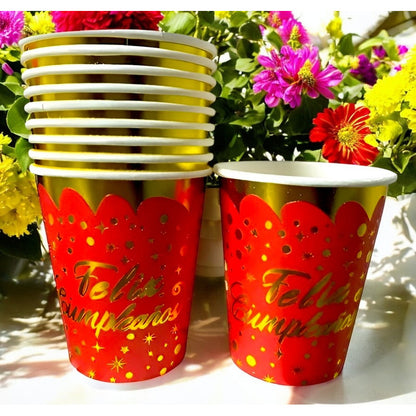 10 Vasos Desechables Cumpleaños Decoracion Feliz Cumpleaños