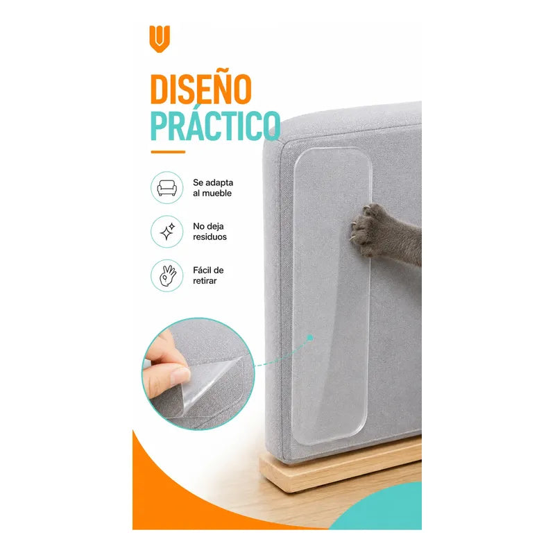 Rascador Gatos 43x30cm Sofa Sillon Protector Antiarañazos Protector Adhesivo Antiarañazos Gato Pvc Transparente 43x30 Cm Pack 10 Reutilizable Removible Sofá Sillón Muebles Hogar 43x30