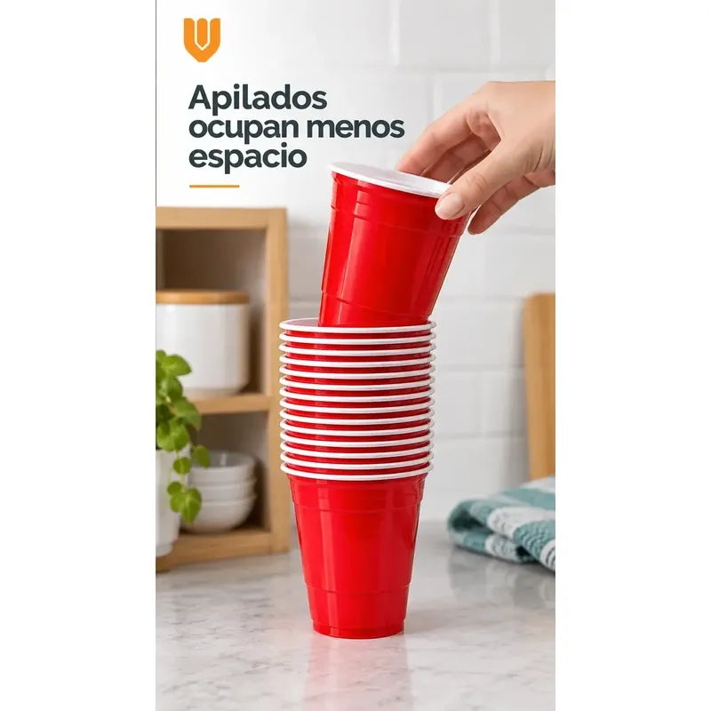 100 Vasos Desechables Plasticos Bebidas Celebracion Fiesta 4 Rojo Mediano