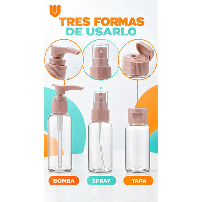 Set 11 Botella Viaje Portátil Contenedores Accesorio Shampoo Multicolor