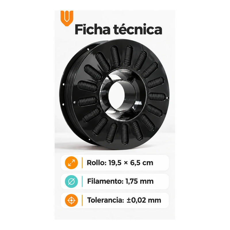2 Filamento Impresora 3d Negro Bobina Carrete Impresión Piez Negro