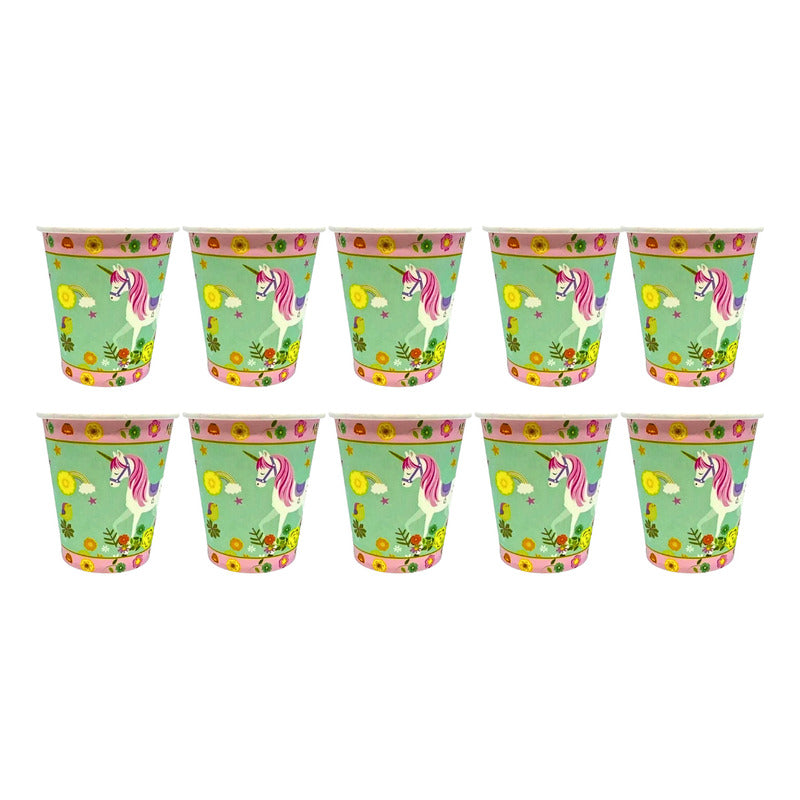 10 Vasos Cumpleaños Vasos Desechable Cumpleaños Unicornio Rosa Claro