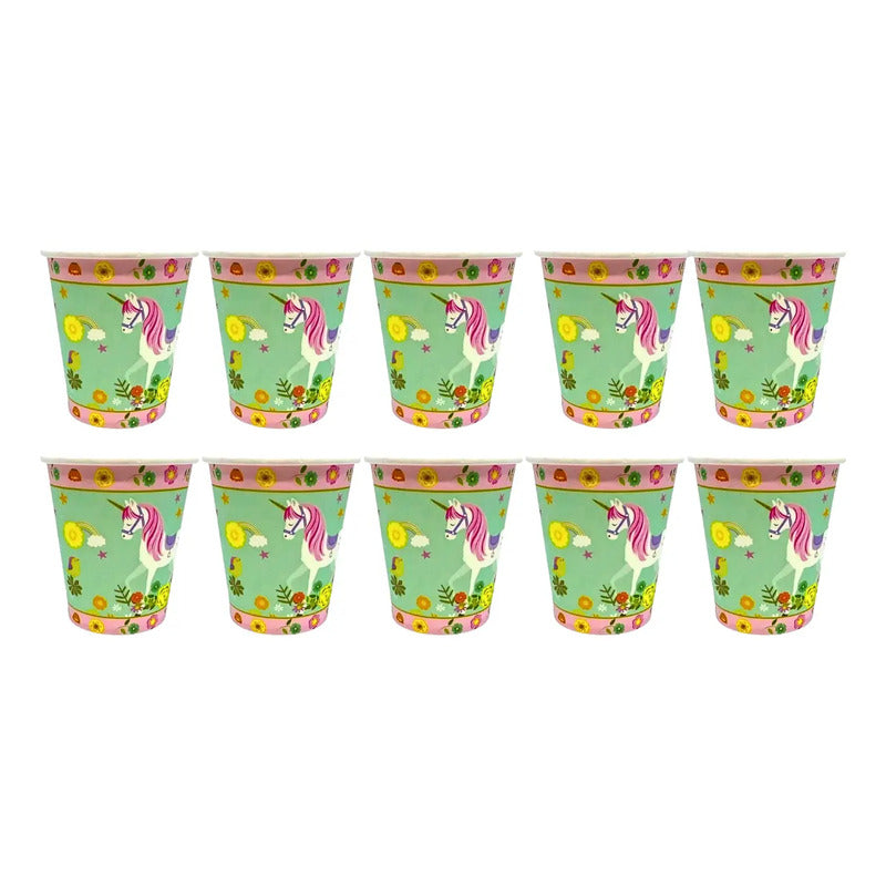 10 Vasos Cumpleaños Vasos Desechable Cumpleaños Unicornio Rosa Claro
