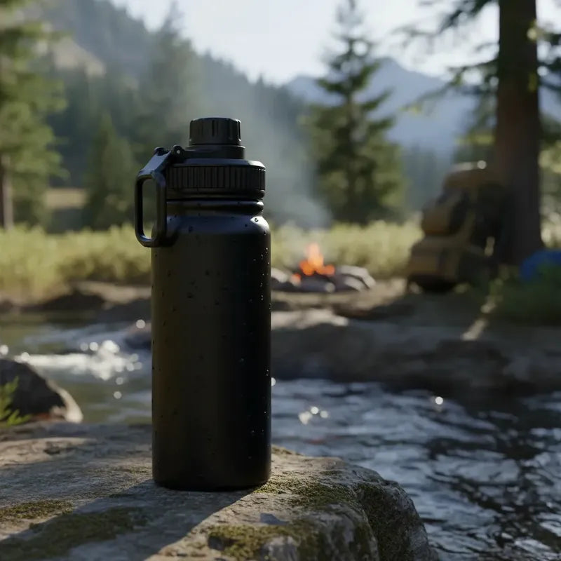 Termo Botella Acero Inoxidable Agua Termica Bebidas Camping Negro