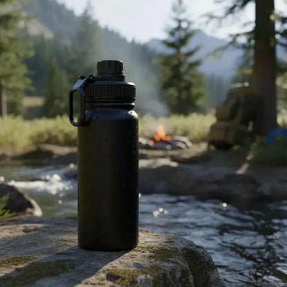 Termo Botella Acero Inoxidable Agua Termica Bebidas Camping Negro