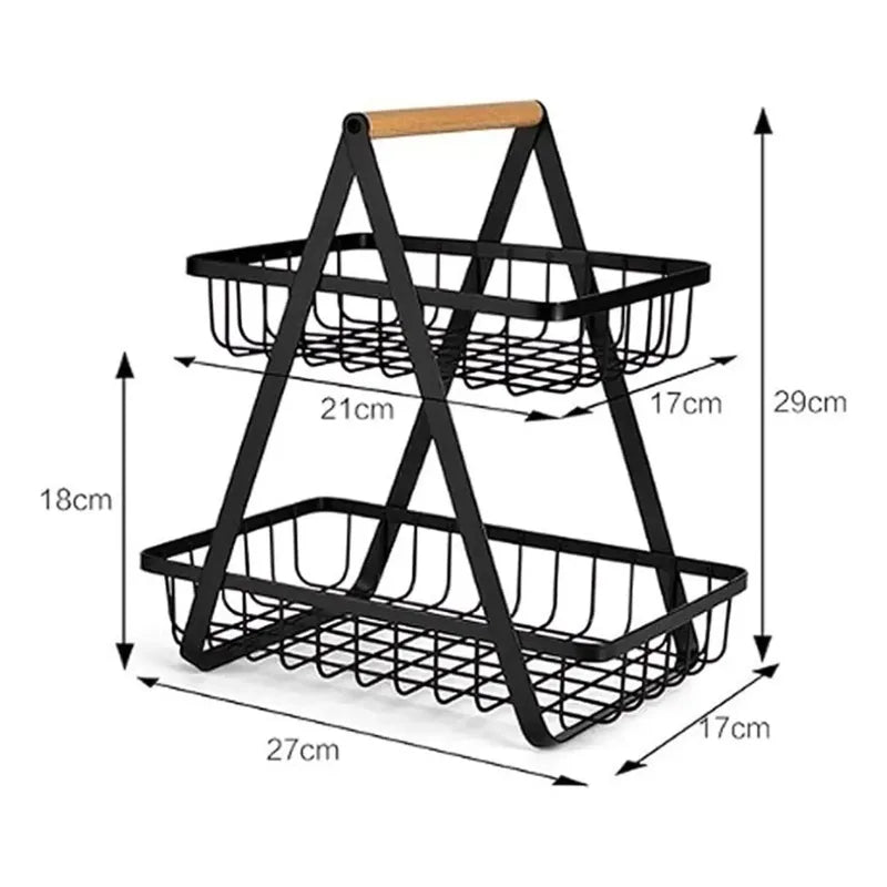 Frutero De Mesa Cesta Para Frutas Canasto Organizador Fruta Negro