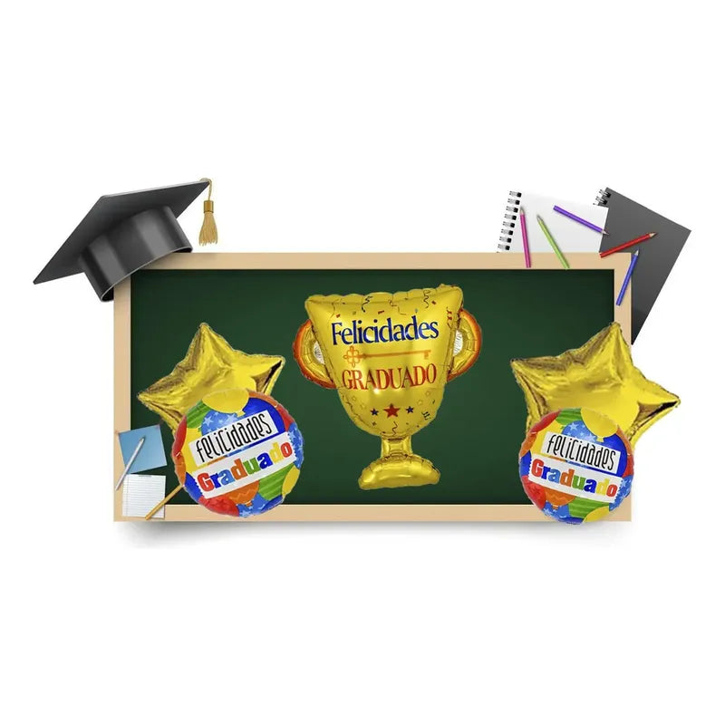 Set De Globos Graduacion  Globos Decoracion Graduacion Globo Dorado