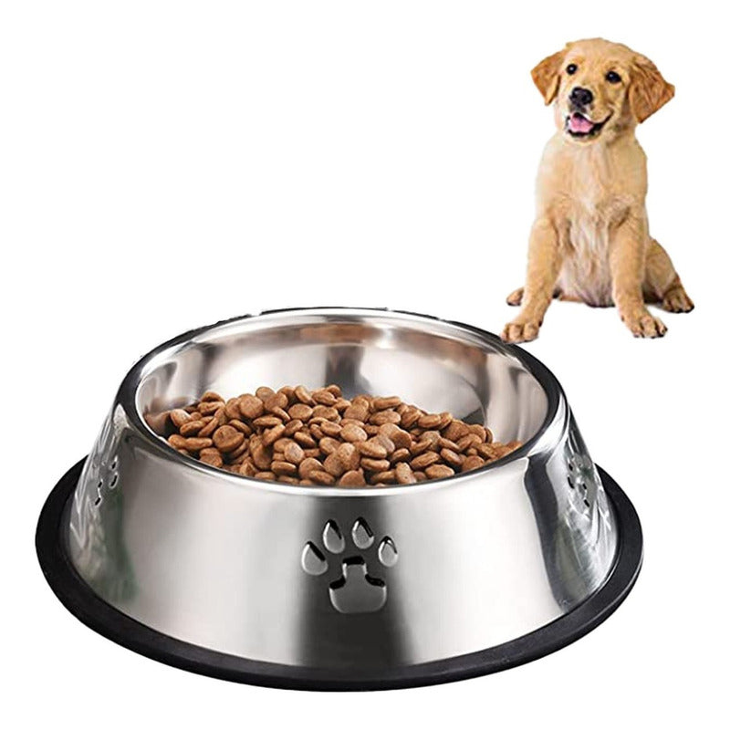 Pack X3 Comedero Perro Plato Perros Mascota  18, 22 Y 26 Cm Plateado