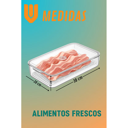 4 Organizadores Acrílico Tapa Refrigerador Contenedor Alimen Transparente