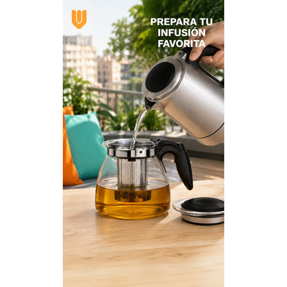 X4 Tetera Vidrio Infusor Te Tetera Infusora Con Filtro 900ml Transparente