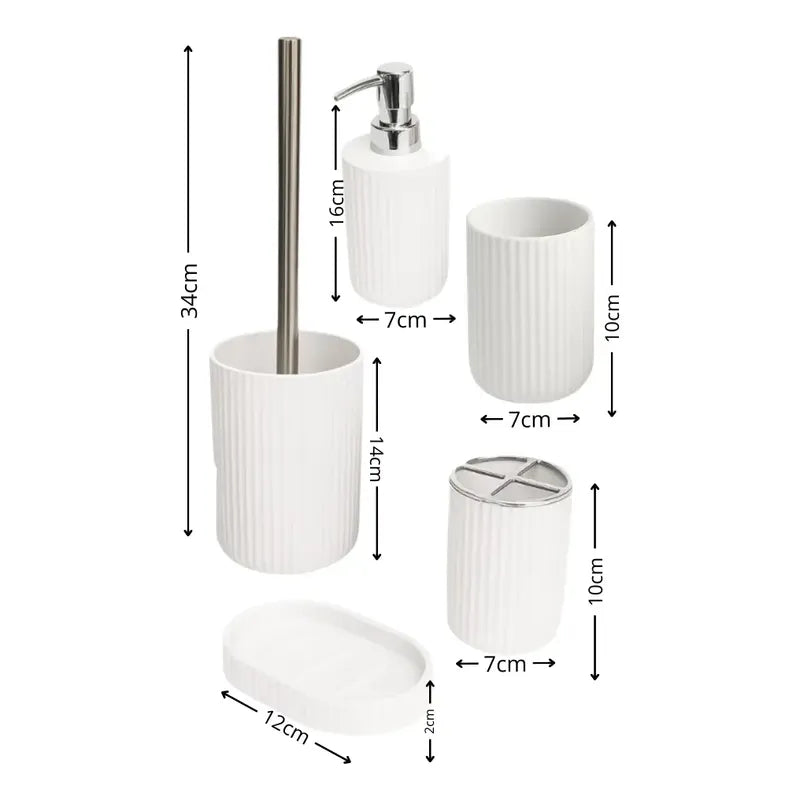 Set 5 Piezas Accesorios Decorativo Baños Juegos Baño Blanco Blanco