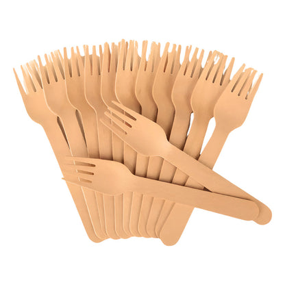 Pack X12 Tenedores Bambú Tenedor Reutilizable Ecologico Marrón