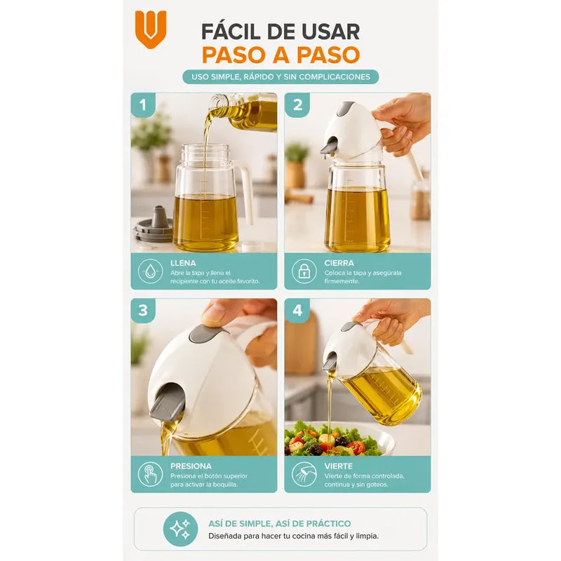 Vinagrera Alcusa De Vidrio Vinagrera Dispensador De Vinagre Transparente Cristal Brillante Cocina Gourmet Elegante Hogar Restaurante Minimalista Moderno Aceite Vinagre