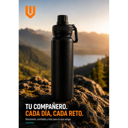 Termo Botella Acero Inoxidable Agua Termica Bebidas Camping Negro