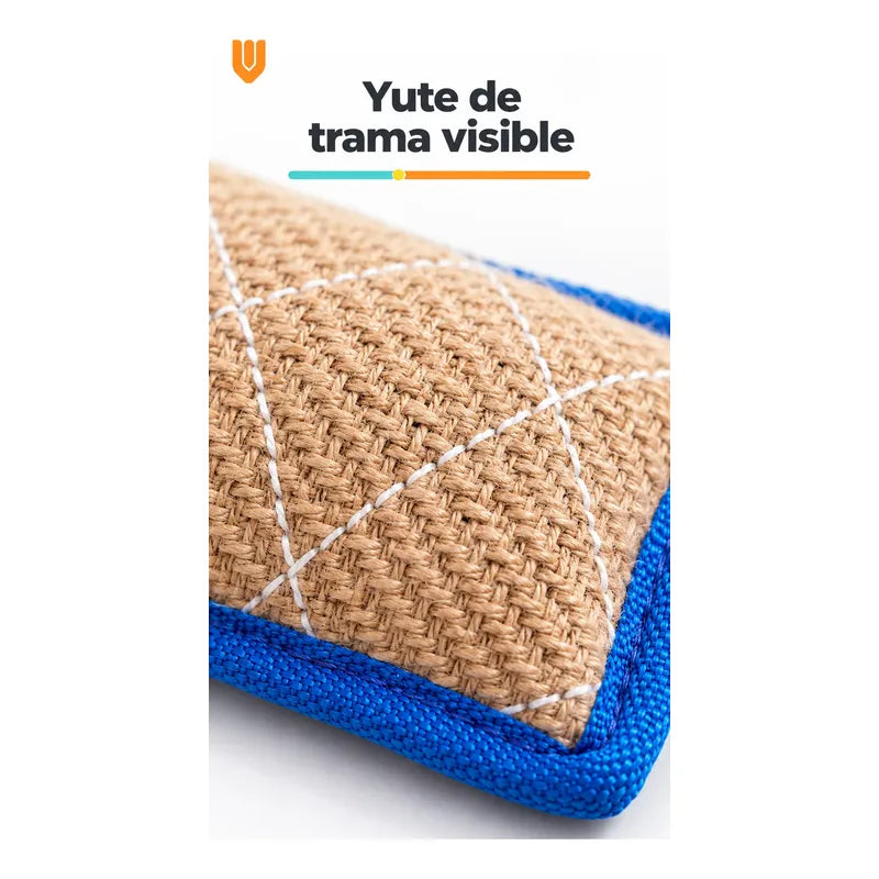 Mordedor Yute Perro Asa Juego Interactivo Adiestramiento Beige Natural Mordedor Canino Yute Asa Negra Cuerpo Compacto Rectangular Juego Interactivo Trama Visible