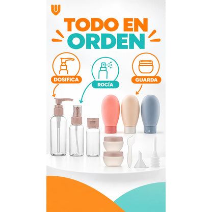 Set 11 Botella Viaje Portátil Contenedores Accesorio Shampoo Multicolor