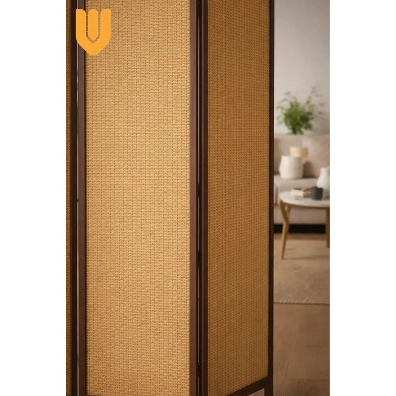 Biombo Separador Ambientes 4 Paneles Marron Natural Hogar Marron Claro Natural Estilo Madera Decoracion Interior Hogar Living Dormitorio Oficina Diseño Natural Moderno Paneles Plegables Biombo...