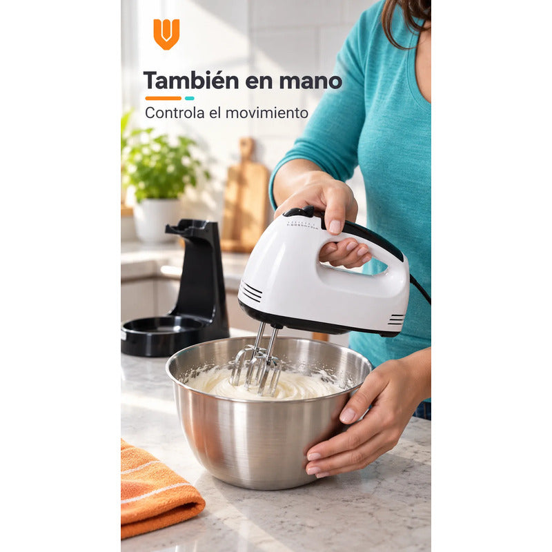 Batidora Electrica 7 Velocidades Base Tazon Pedestal Blanco Batidora Eléctrica Mano Base Tazón Mezcladora Repostería 350 W 7 Velocidades Batidores Ganchos Postres Cremas 50 Y 60 Hz
