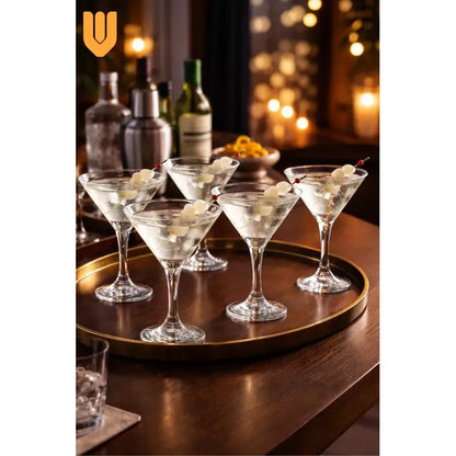 Vitrineon Set 6 Copas Gourmet Cristalería Bebida Celebración Clear Glass Cocktail Martini Barware Clasico Distintivo Presentacion Bebidas Reposteria Heladeria