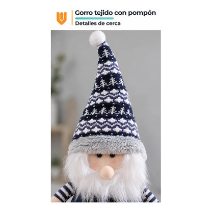 Muñeco Pascuero Navideño 86cm Retraible Decorativo Figura Blanco Muñeco Adorno Navideño Muñeco Papá Noel Viejito Pascuero Santa Claus Gorro Barba Blanca Figura Verdes Cascabel 86cm Retraible Pascuero
