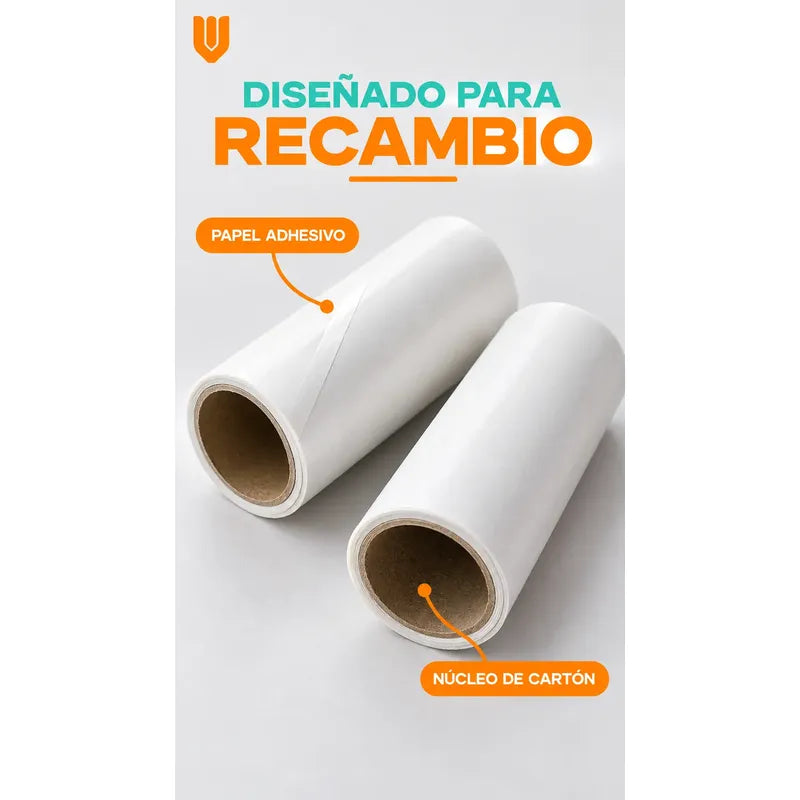 2 Repuestos Saca Pelusa Rodillo Quitapelusas Adhesivo Ropa Repuestos Rodillo Quitapelusas Adhesivo Ropa Textiles Pelos Mascotas Polvo Limpieza Blanco 10 Cm 45 Mm Sin Mango