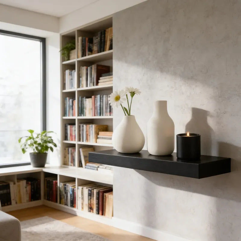 Repisa Mdf Flotante Resistente 60x15 Estante Moderno Pared Negro