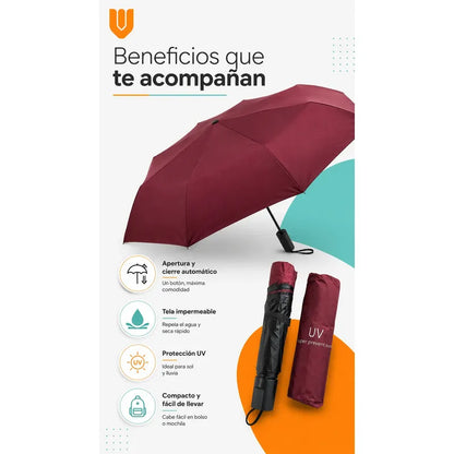 Paragua Parasol Lluvia Retractil Plegable 8 Varill Sombrilla