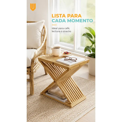Mesa Plegable De Madera Natural Ahorra Espacio Hogar Terraza Madera Natural Beige Miel Claro Tonos Cálidos Vetas Visibles Nudos Auténticos Acabado Rústico Hogar Terraza Camping