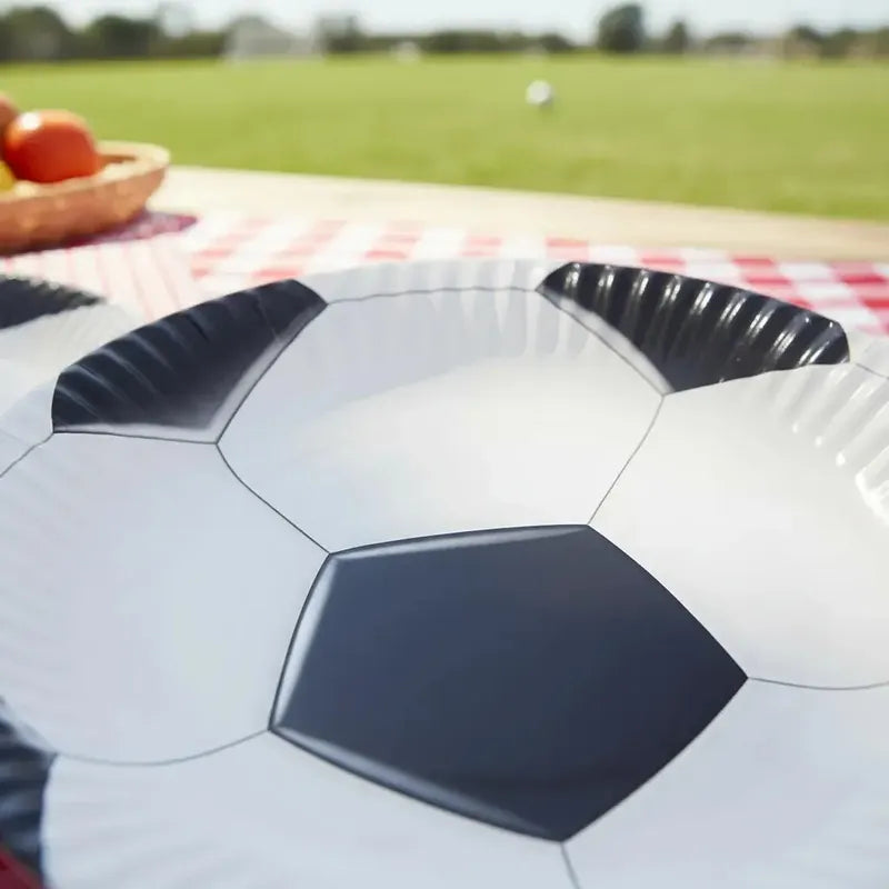 X10 Platos Cumpleaños Futbol Platos Desechable Decoracion  Blanco Y Negro 10 Platos