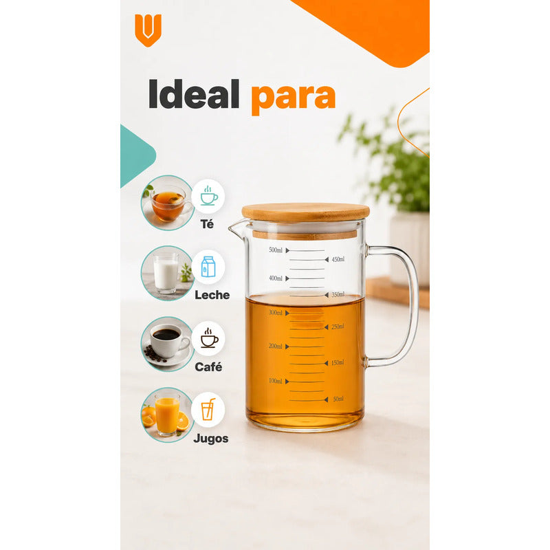 Taza Medidora Vidrio Jarra Medidora Vaso Medidor Taza 500ml Transparente/ 500ml