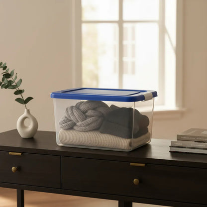 Caja Organizadora Transparente Apilable Tapa Multiuso 28l Di Transparente Liso