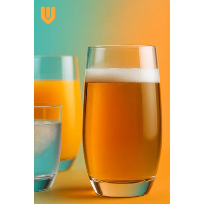 Set 6 Vasos Alto Vidrio Resistente 520ml Ideal Jugo Malteada Transparente